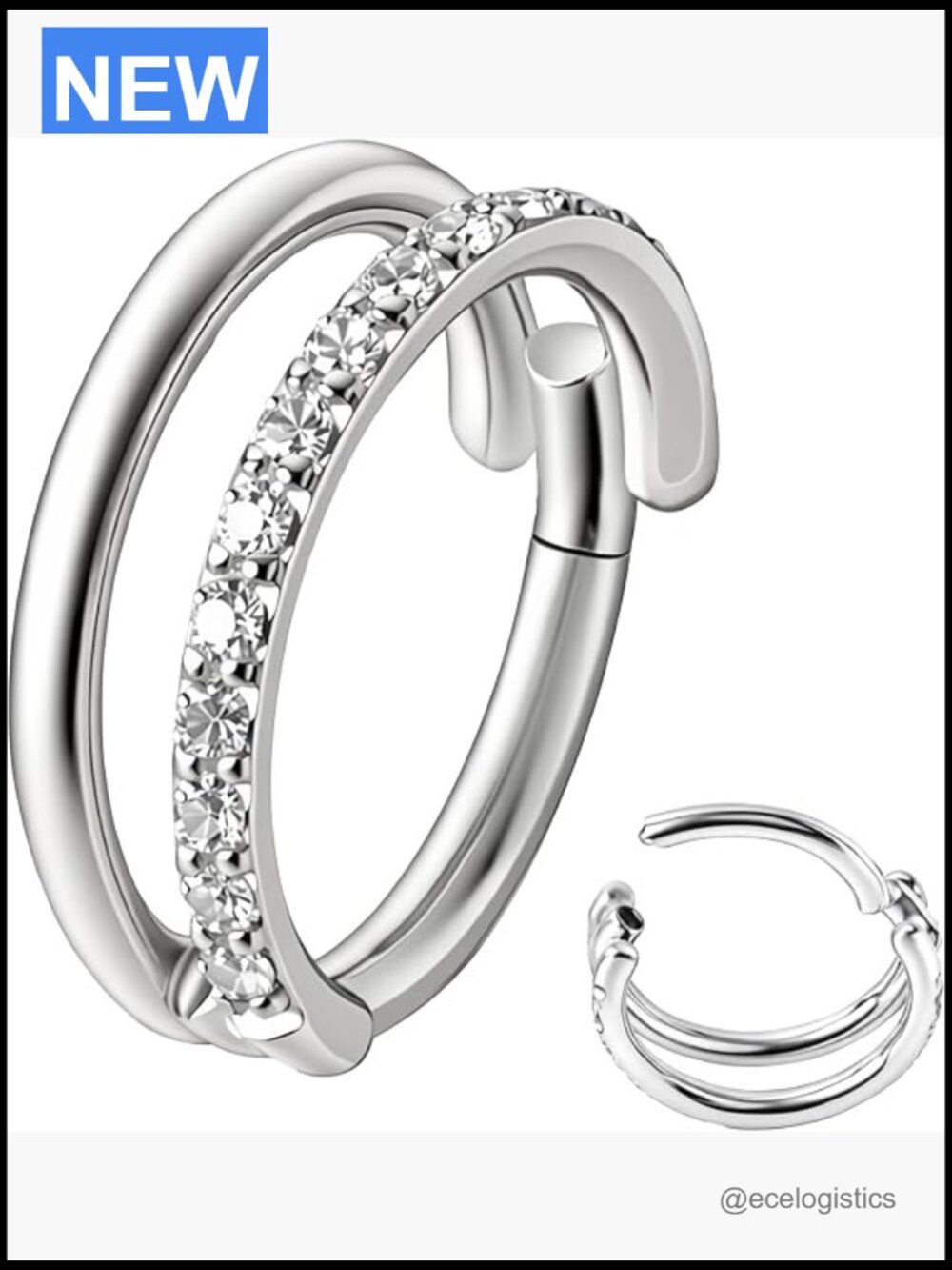 16G Hinged Nose Ring Hoop 316L Surgical Steel Cartilage Earring Septum Clicker